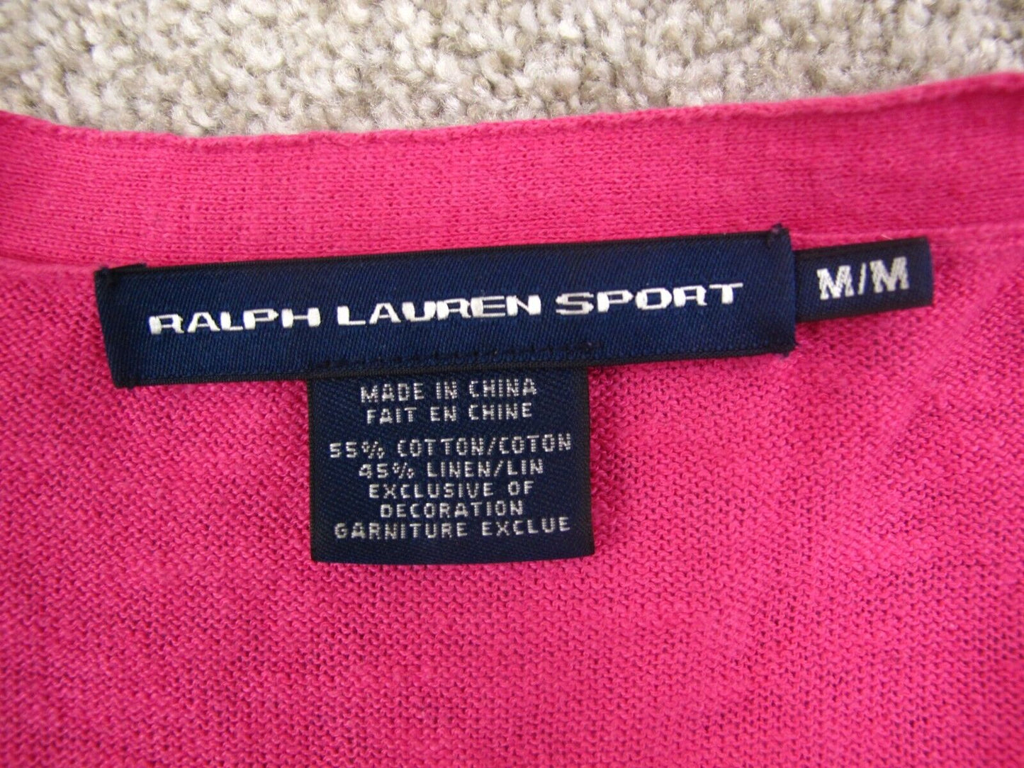 Lauren Ralph Lauren Womens Knitted Cardigan Sweater Long Sleeve Pink Size Medium