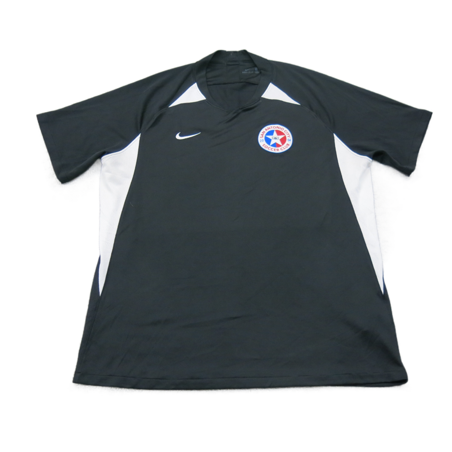 Nike Dri Fit Mens T Shirt Sports Soccer Club Crew Neck Short Sleeves Black SZ XL