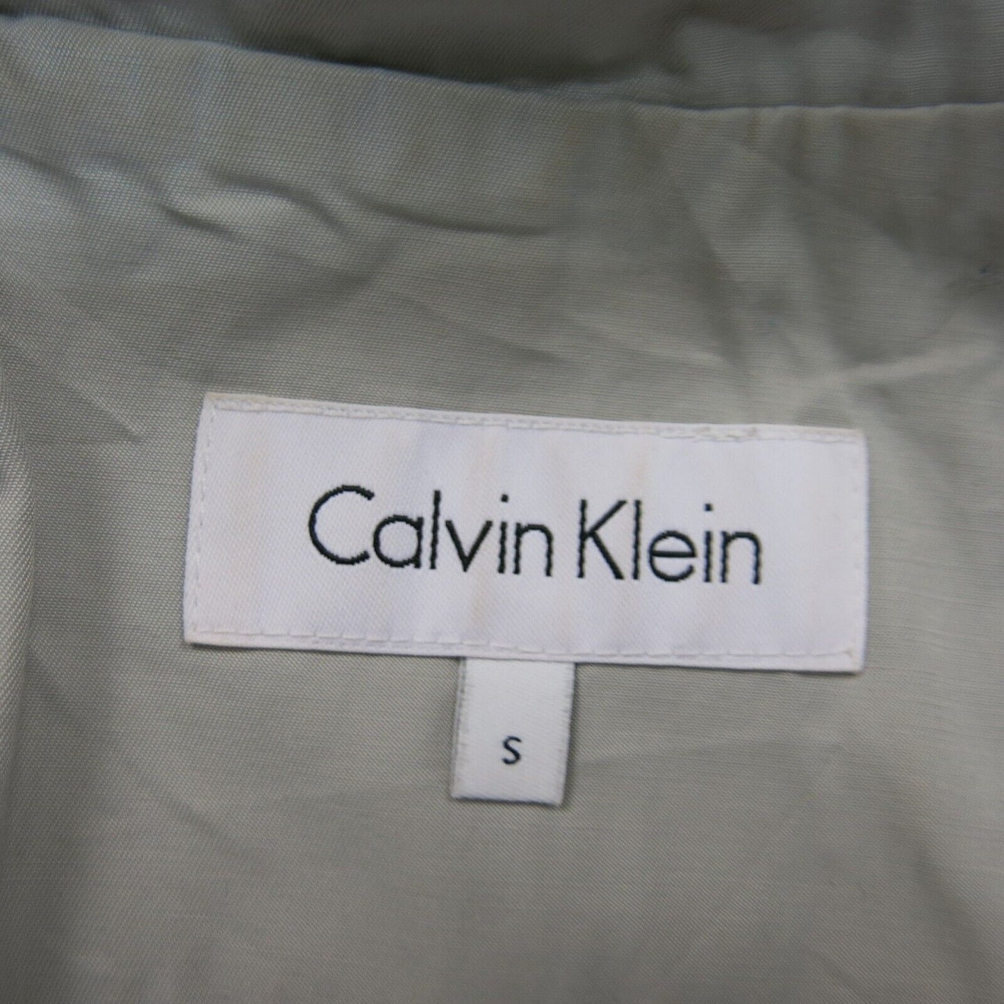 Calvin Klein Womens Full Zip Up Long Coat Long Sleeves Pockets Gray Size Small