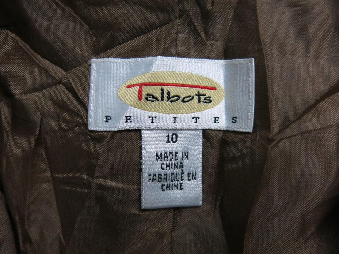 Talbots Womens Blazer Coat Single Breasted Pure Silk Long Sleeves Brown Tan 10