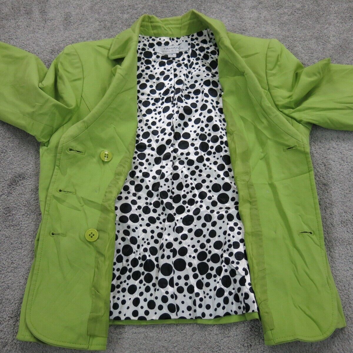 Tahari Womens Pea Coat Jacket Double Breasted 3/4 Sleeve Pockets Green Size 6