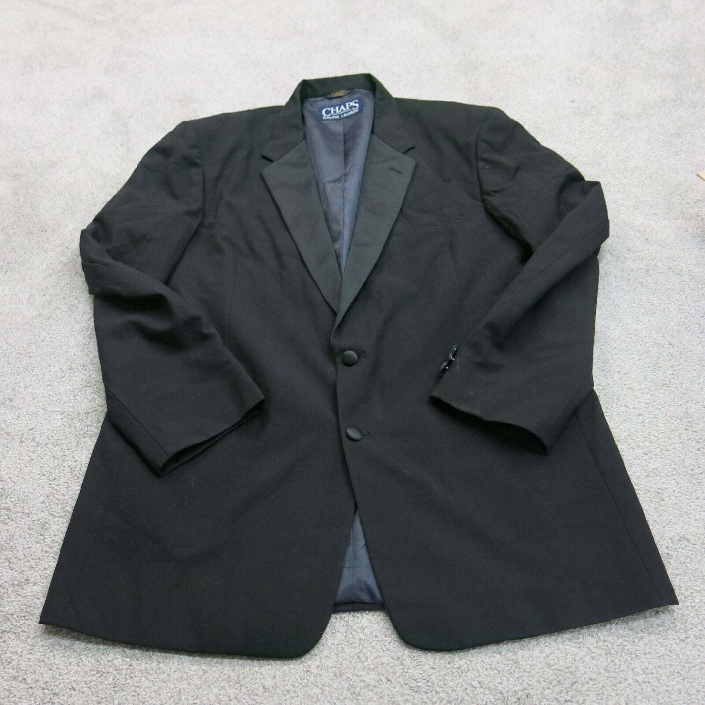 Chaps Ralph Lauren Men Blazer Coat Single Breasted Long Sleeves Black Size 46L