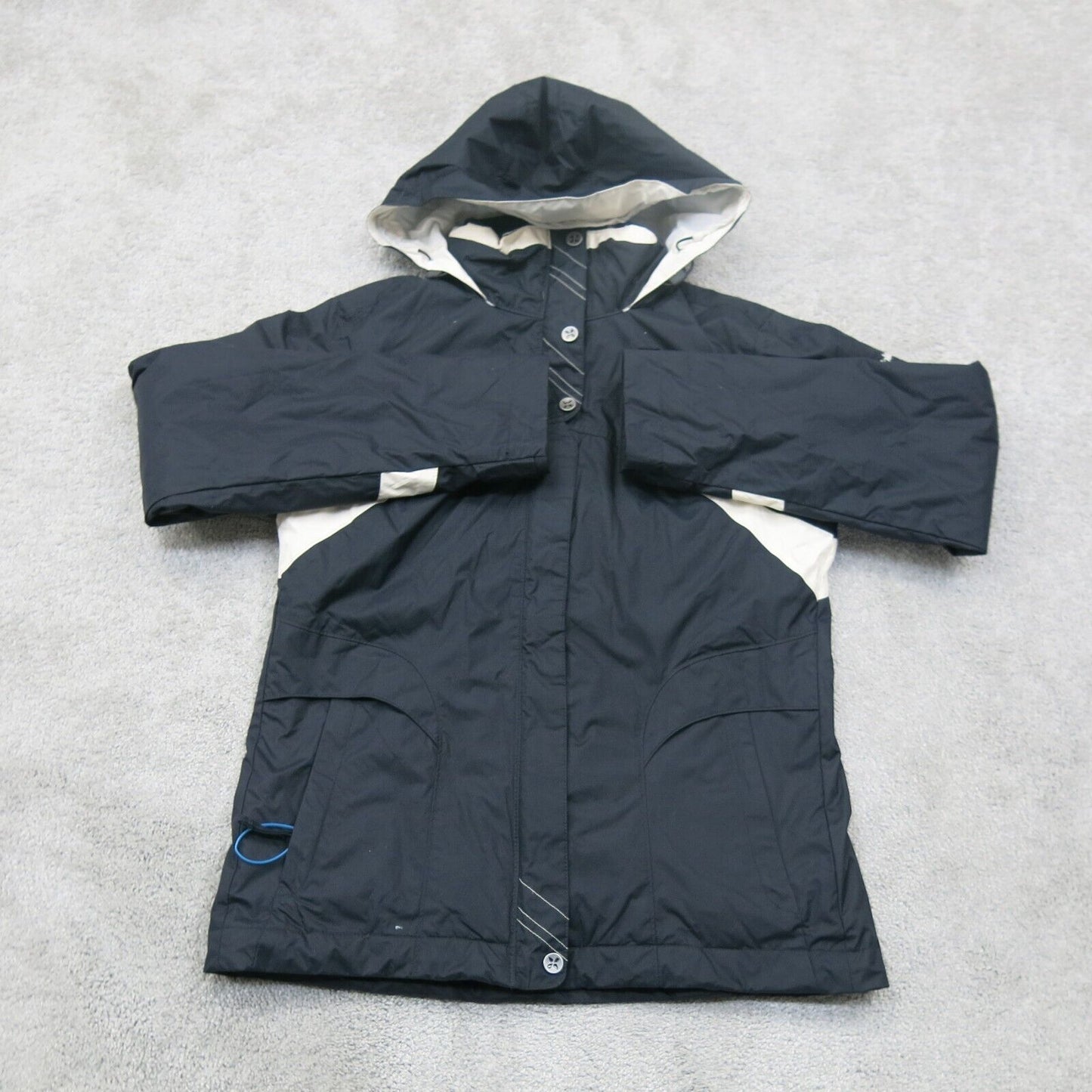 Columbia Womens Hoodie Jacket Full Zip Up Long Sleeves Pockets Black White SZ XS