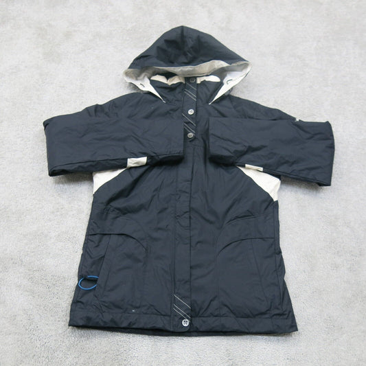 Columbia Womens Hoodie Jacket Full Zip Up Long Sleeves Pockets Black White SZ XS