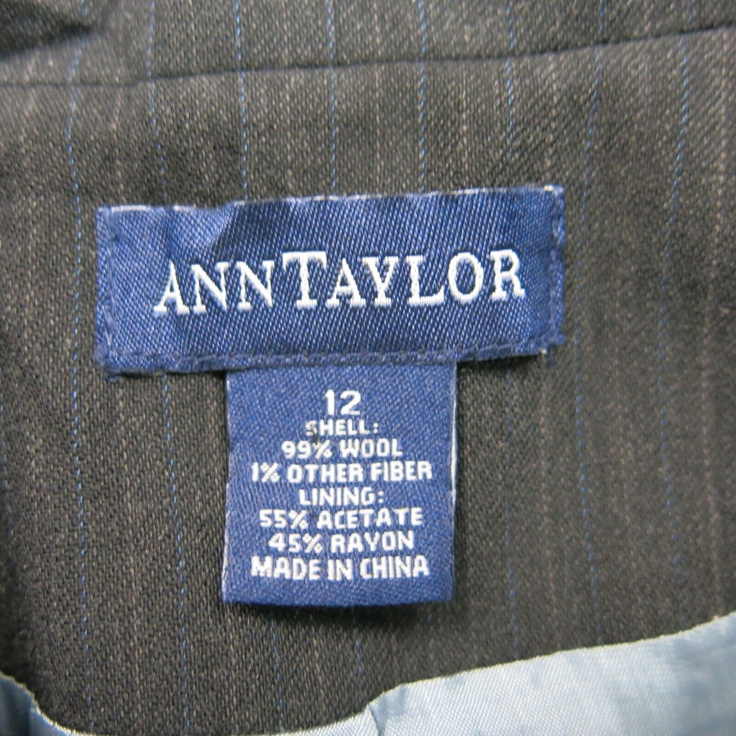 ANN Taylor Womens Trench Coat Single Breasted 100% Wool Front Button Black SZ 12
