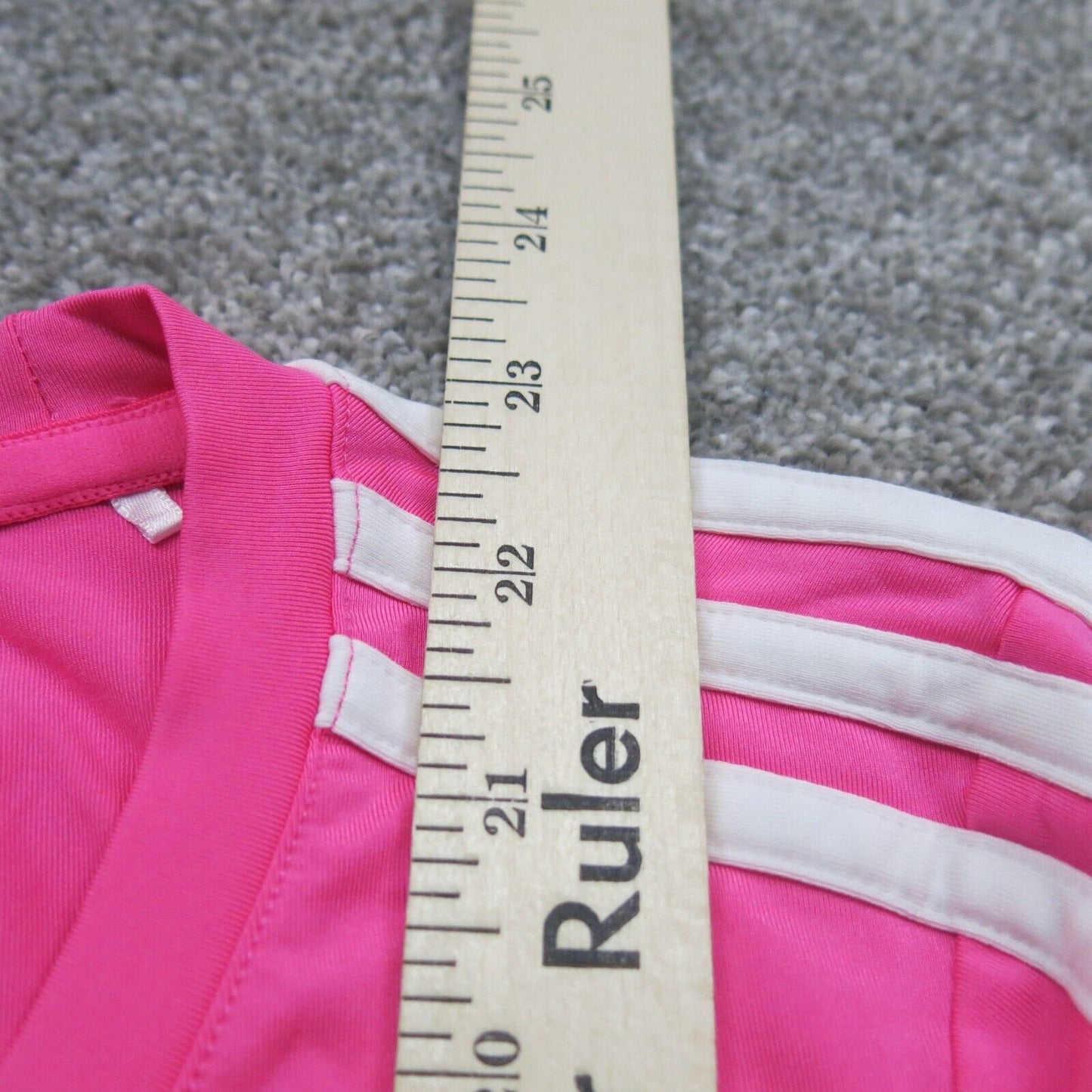 Adidas Tee Boys Youth Pink Size 1 White 3 Stripe Short Sleeve Athletic Top Logo
