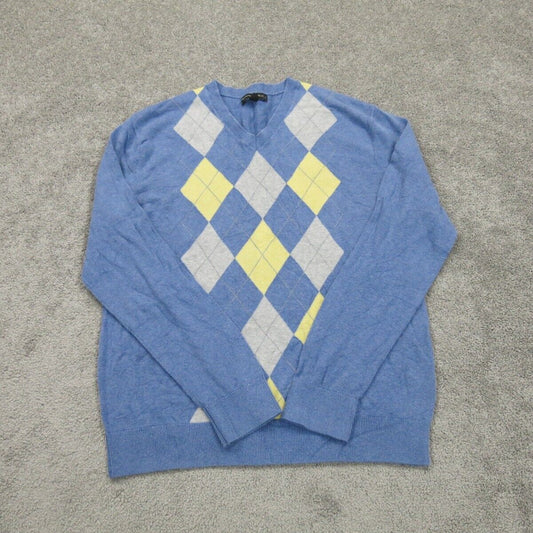 Banana Republic Men Pullover Sweater Knitted V Neck Long Sleeve Blue Size Medium