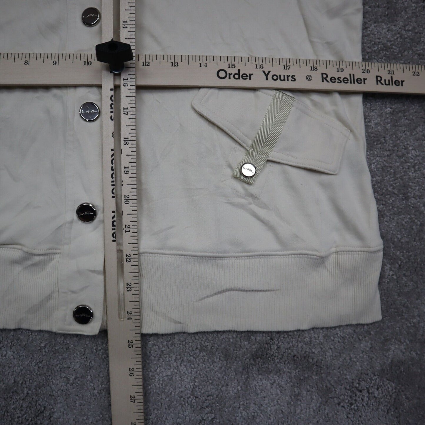 Ralph Lauren Activewear Jacket Women's Large Cream Front Button Fleece Jacket