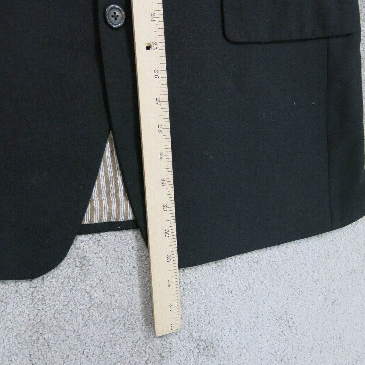 Ralph Lauren Mens Blazer Coat Single Breasted Long Sleeve Pocket Black SZ 42R