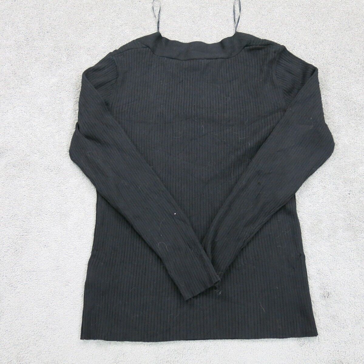H&M Womens Pullover Knitted Sweater Square Neck Long Sleeves Black Size X Large