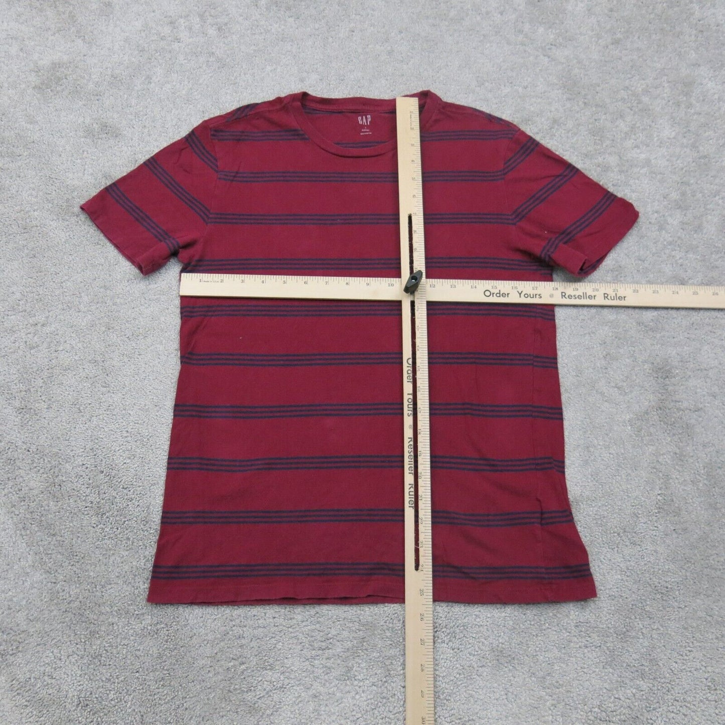 Gap Men Crew Neck T Shirt Striped Crew Neck  Short Sleeve Black Red Size Small