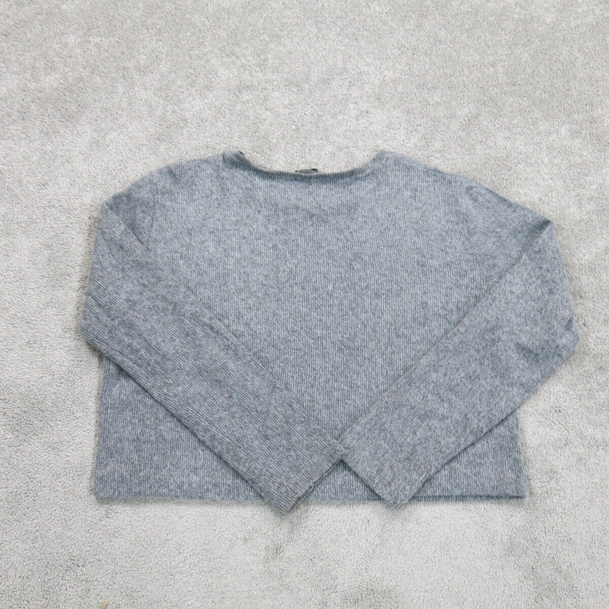 Zara Womens Pullover Knitted Sweater Crew Neck Long Sleeves Gray Black SZ XL