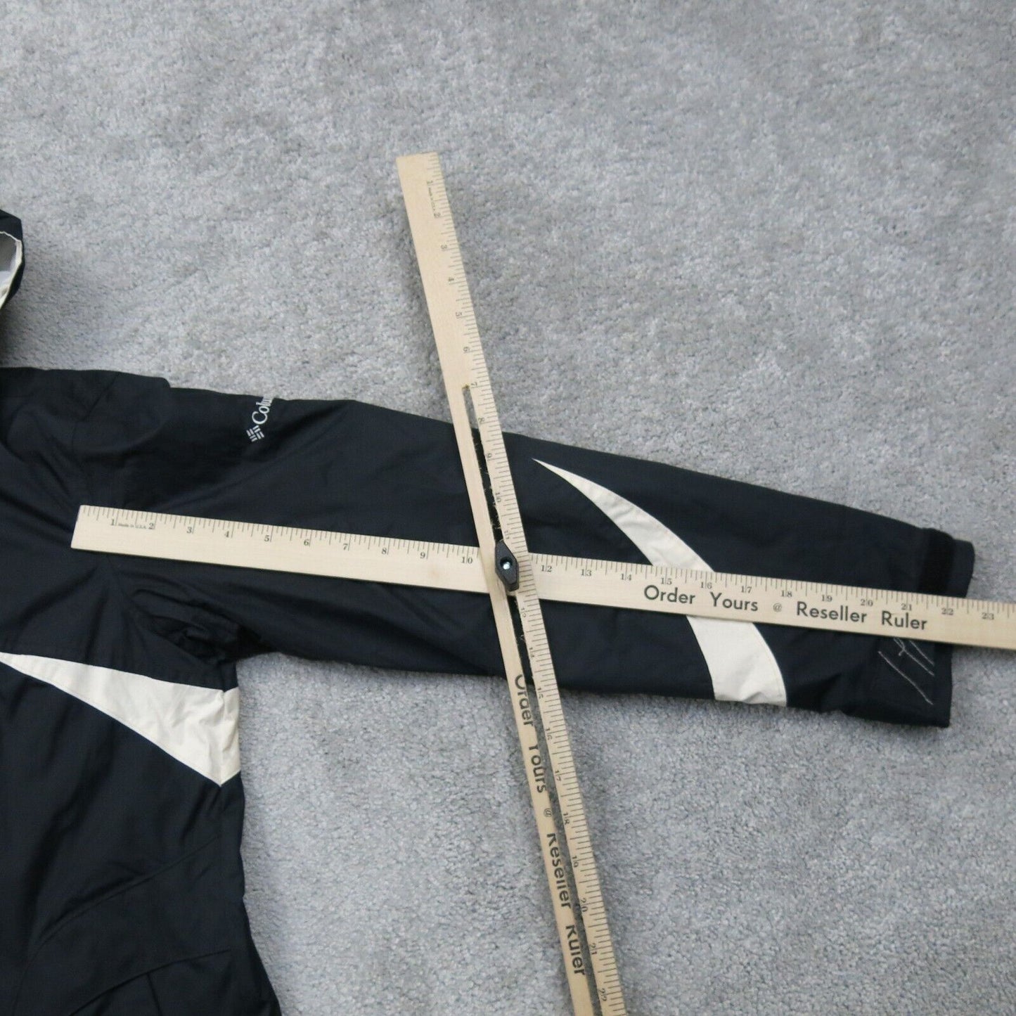 Columbia Womens Hoodie Jacket Full Zip Up Long Sleeves Pockets Black White SZ XS