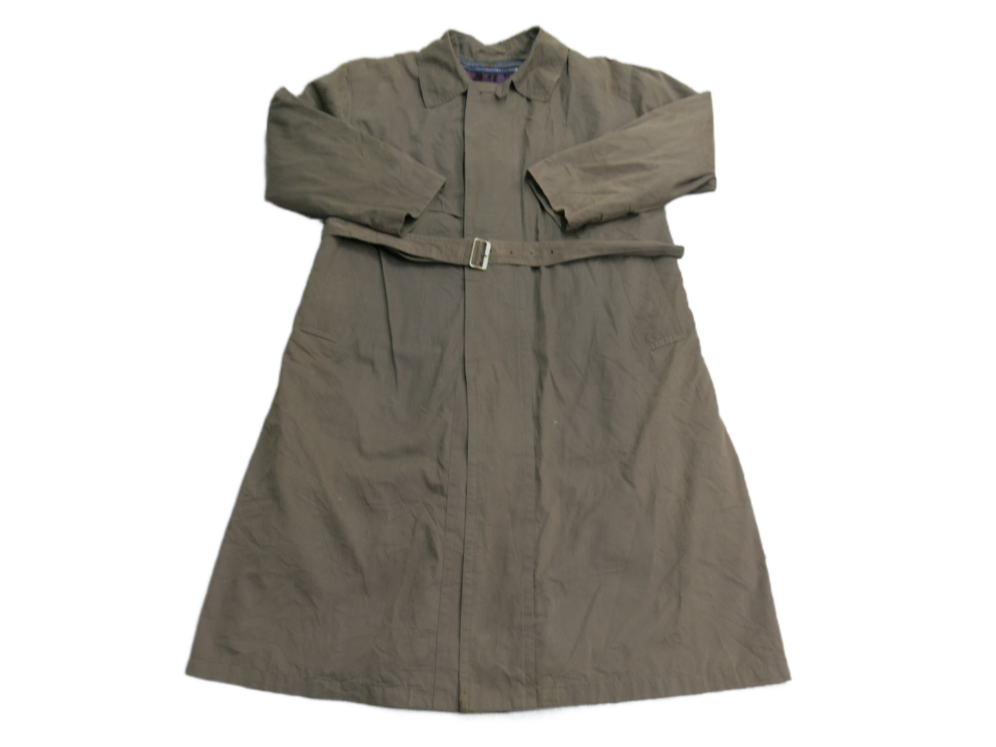 London Fog Mens Trench Coat Long Sleeves Tie Waist Pockets Brown Size 44 Long