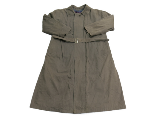 London Fog Mens Trench Coat Long Sleeves Tie Waist Pockets Brown Size 44 Long