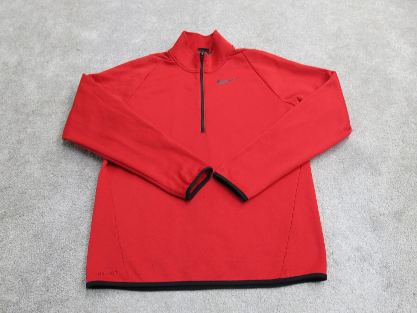 Nike Dri Fit Mens Sweatshirt 1/4 Pullover  Long Sleeve Mock Neck Red Size Small