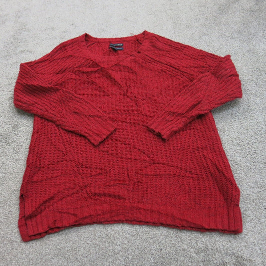 American Eagle Womens Pullover Sweater Soft Crew Neck Long Sleeves Red SZ Medium