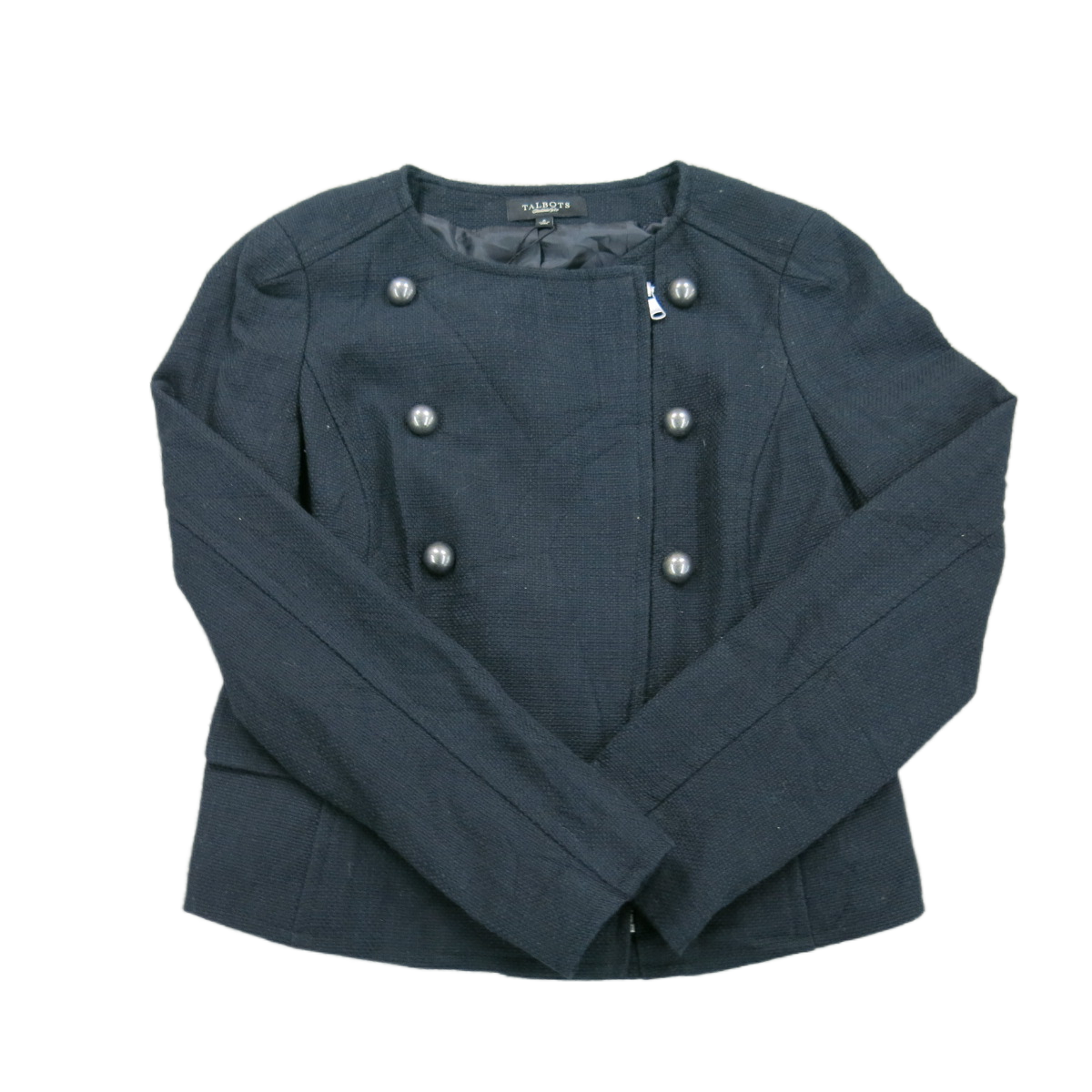 Talbots Womens Scrub Jacket Full Zip Flatteringly Classic Long Sleeve Black SZ 6