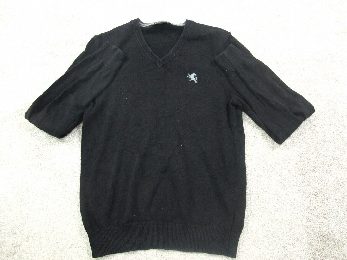 Express Womens Pullover Knitted Sweater Long Sleeves V Neck Logo Black Size XS