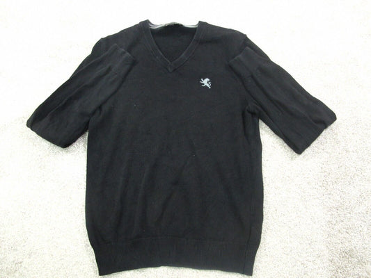 Express Womens Pullover Knitted Sweater Long Sleeves V Neck Logo Black Size XS