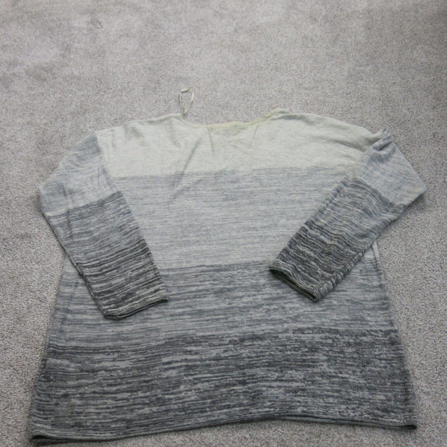 Banana Republic Womens Pullover Knitted Sweater Crew Neck White Gray Size Large