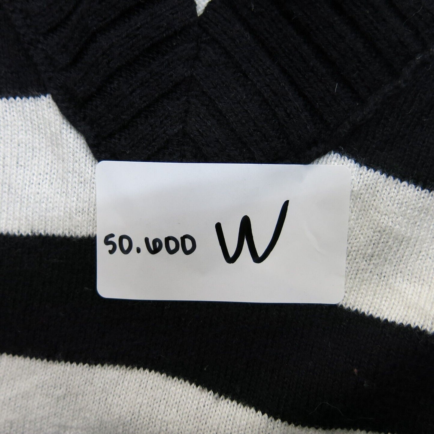 American Eagle Womens Pullover Sweater V Neck Striped White Black Size Medium