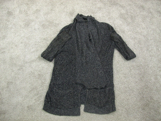 Express Womens Cardigan Knitted Sweater Long Sleeve Charcoal Black  Size Medium