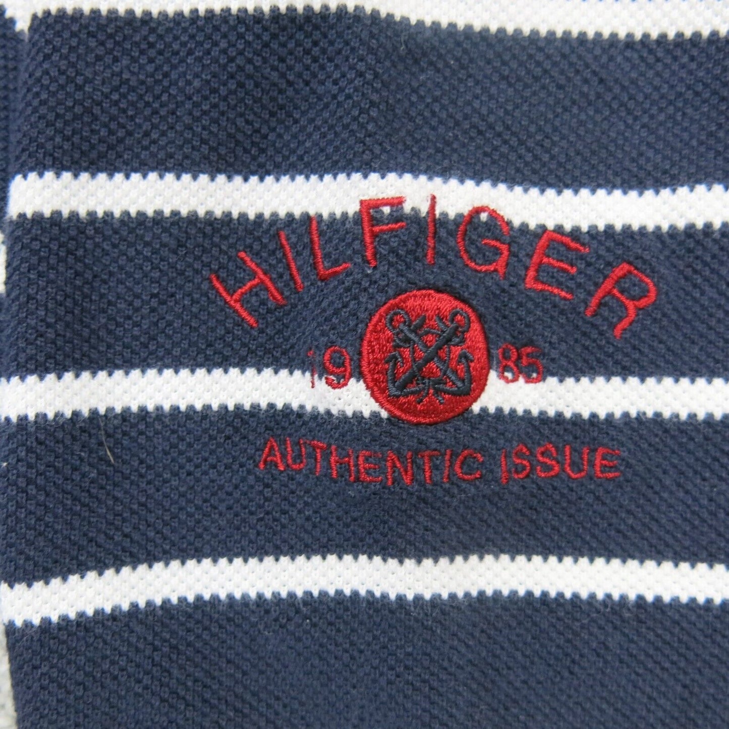 Tommy Hilfiger Mens V Neck T Shirt Striped Short Sleeves Navy Blue White Size M