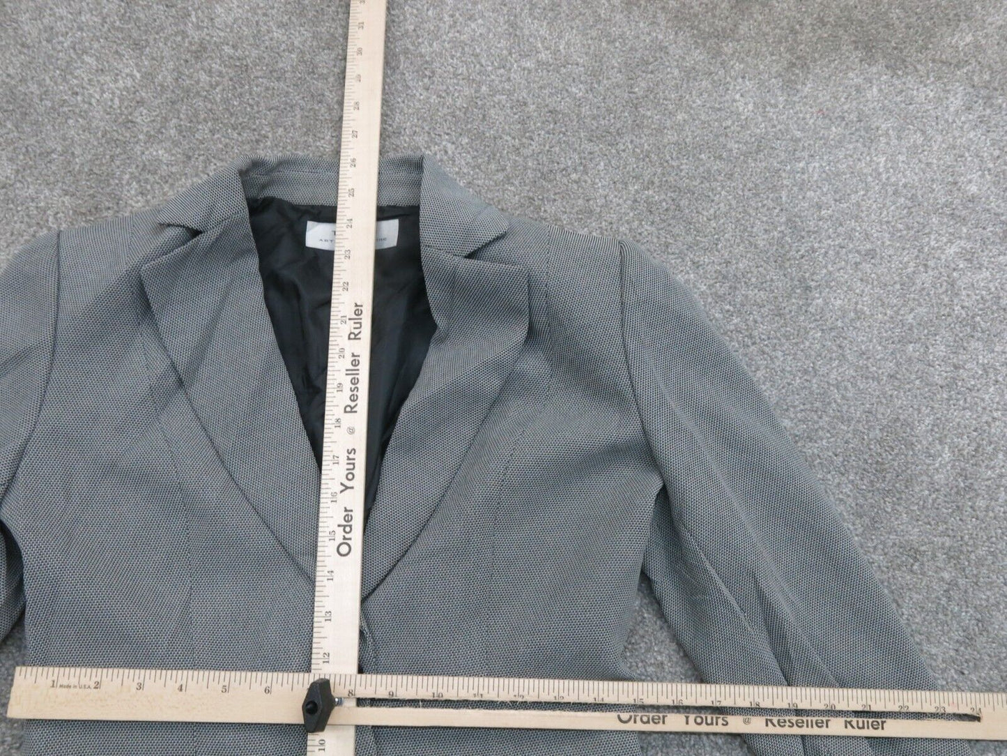 Tahari Womens Blazer Coat Long Sleeves 1 Button Solid Gray Size 4