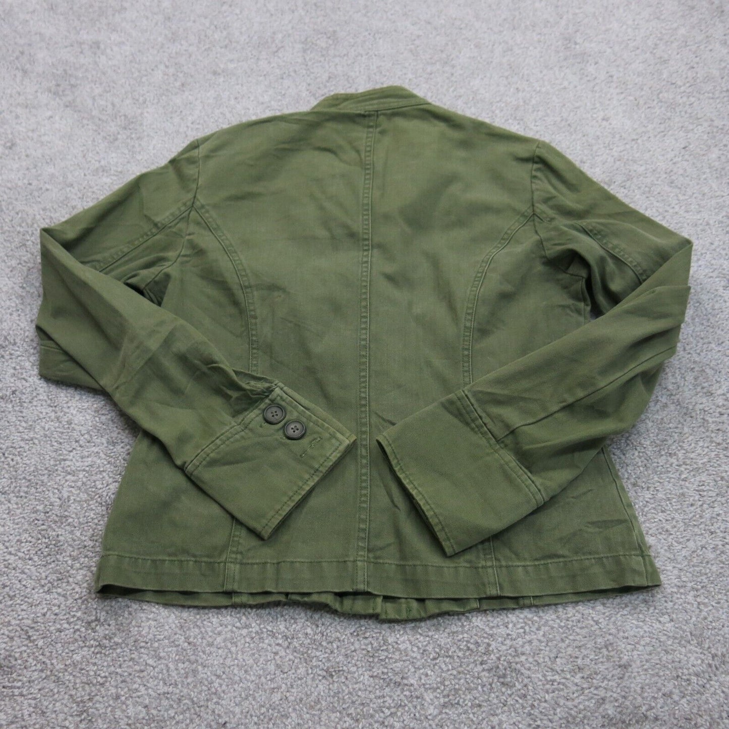Massimo Womens Denim Jacket Long Sleeve Front  Button 100% Cotton Green Size S