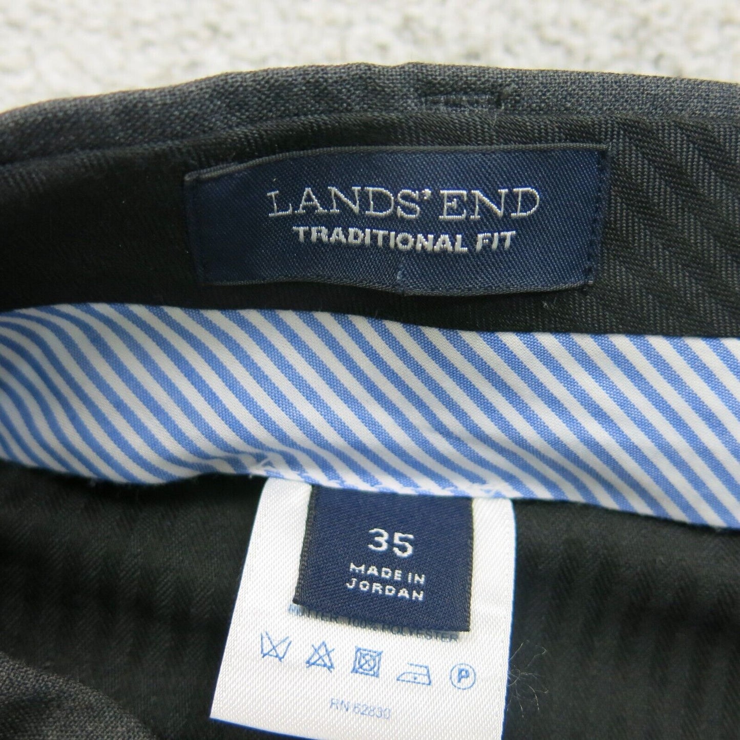 NEW Lands End Mens Dress Pan Straight Leg Slash Pockets High Rise Black Size 35