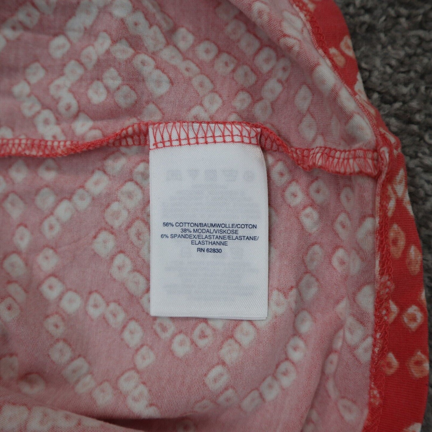 Lands End Womens Blouse Top Square Neck Short Sleeves Floral Orange Size Small
