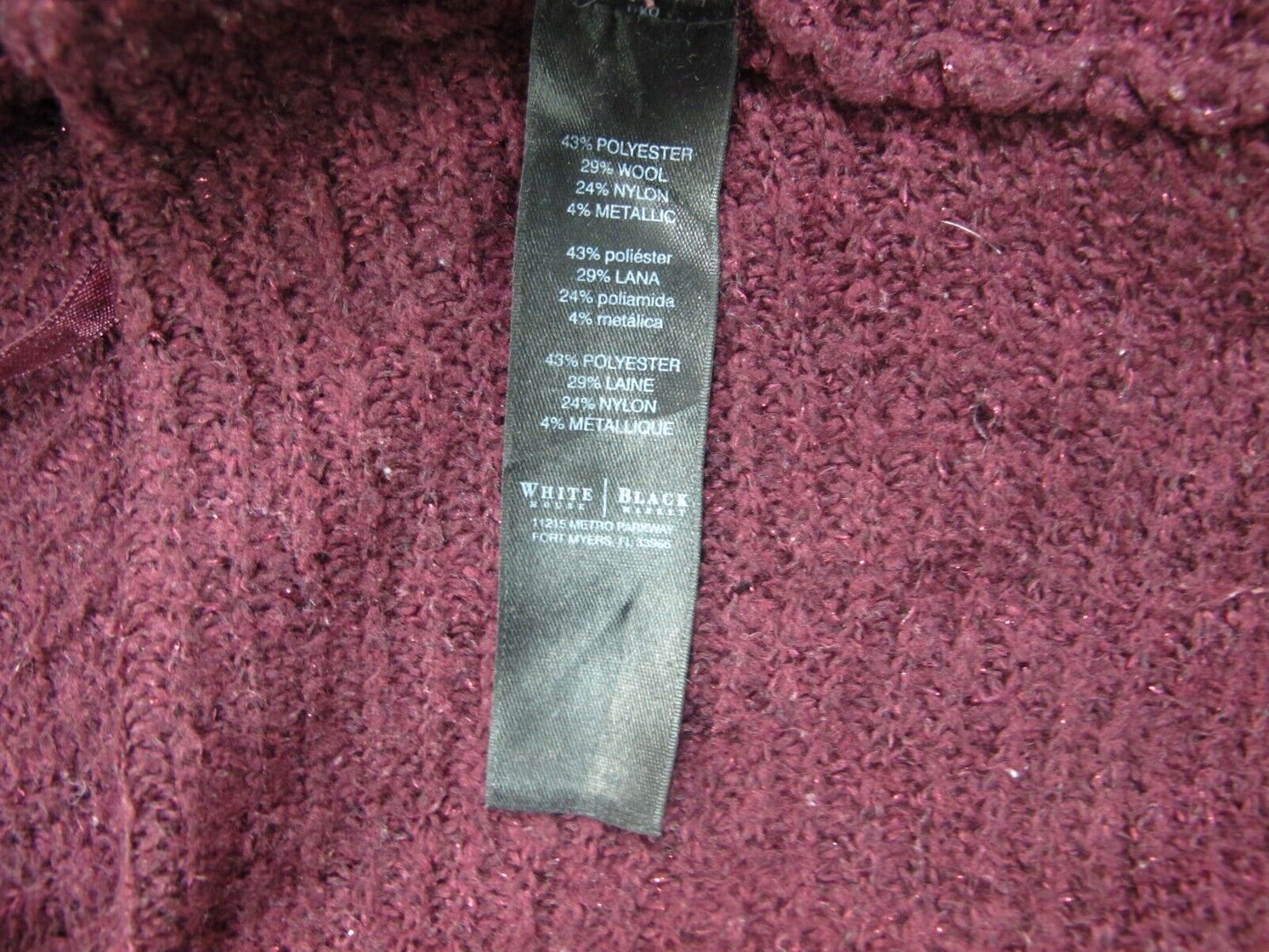White House Black Market Womens Pullover Sweater Asymmetrical Hem Maroon Size S
