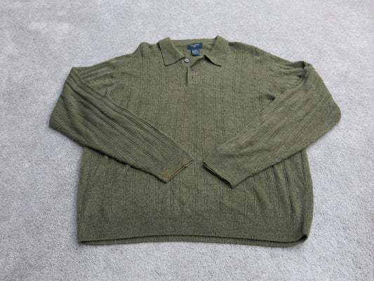 Dockers Womens Pullover Polo Sweater Knitted Long Sleeve Olive Green Size Medium