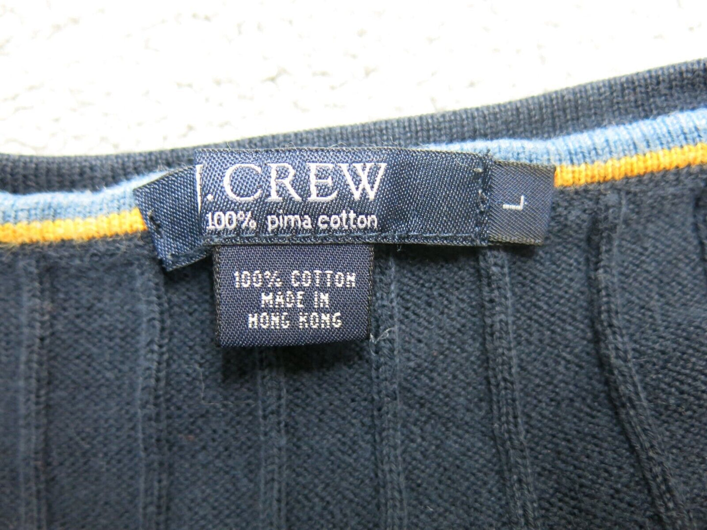 J. Crew Mens Sweatshirt 100% Cotton V Neck Long Sleeves Navy Blue Size Large