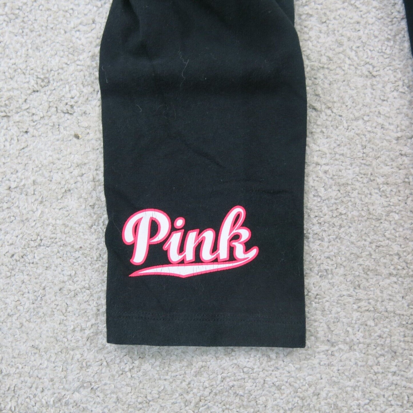Pink Victoria Women Yoga Capri Legging Low Rise Elastic Waist Black Size X Small