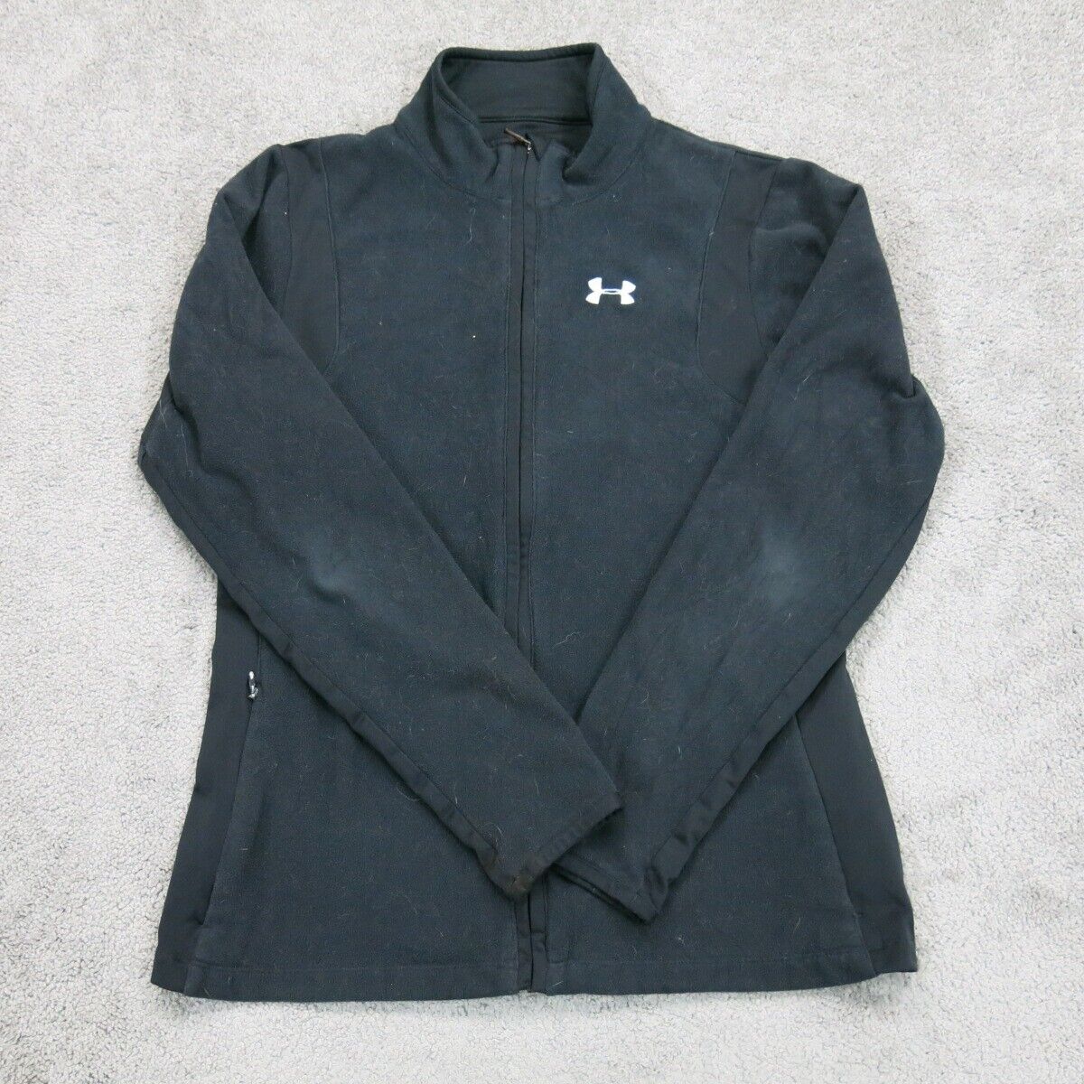 Under Armour Women Full Zip Up Jacket Coldgear Long Sleeve Mock Neck Black SZ SM