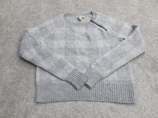 Banana Republic Women Pullover Knitted Sweater Long Sleeve Crew Neck Gray SZ 2XS