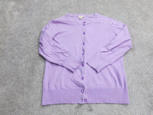 J. Crew Womens Cardigan Knitted Sweater 3/4 Sleeves Light Purple Size Small