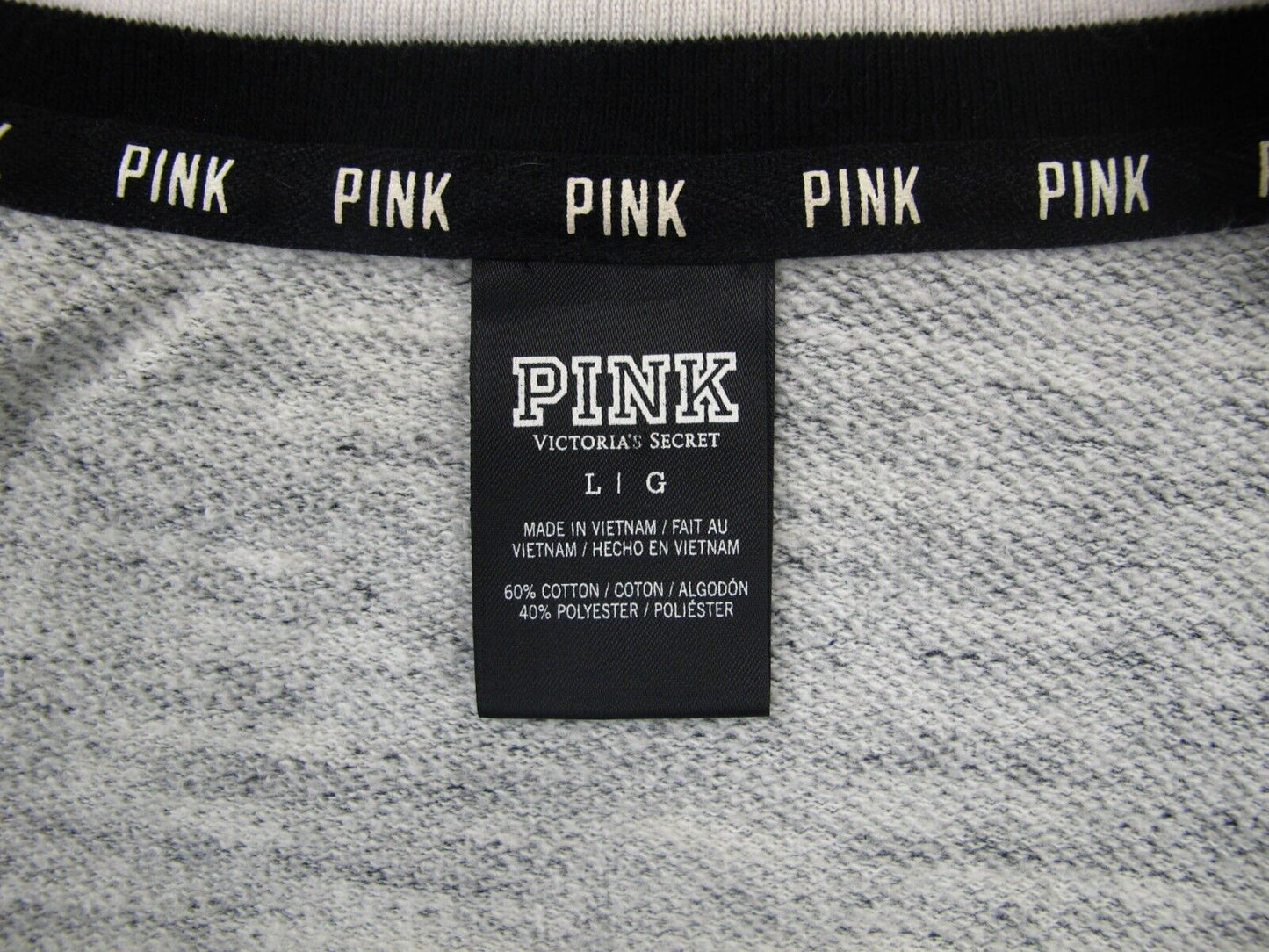 Pink Victoria Secret Women Pullover Sweater Long Sleeve V Neck Heather Gray SZ L