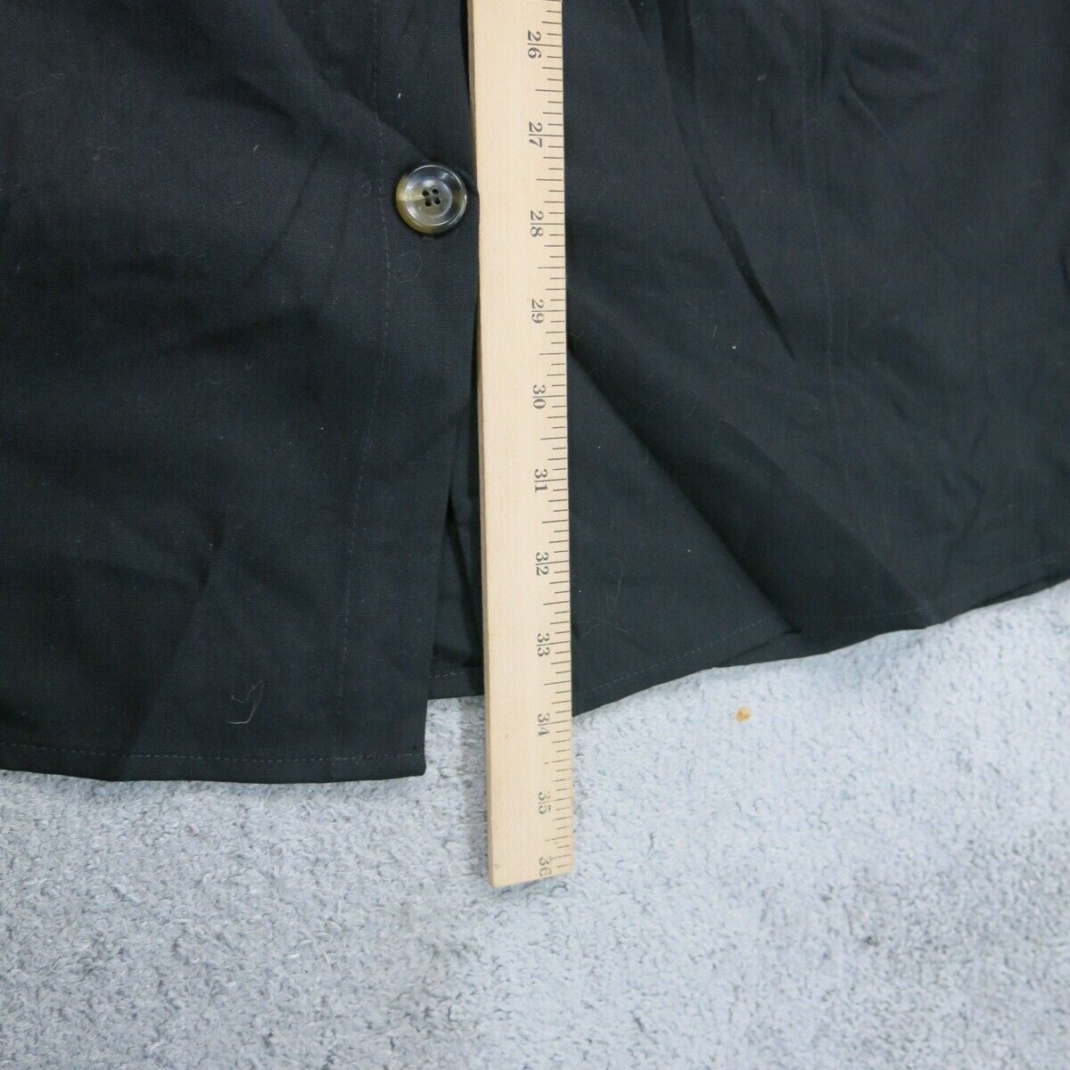 Ann Taylor Womens Trench Coat Front Button 3/4 Sleeve Belt Waist Black Size 6