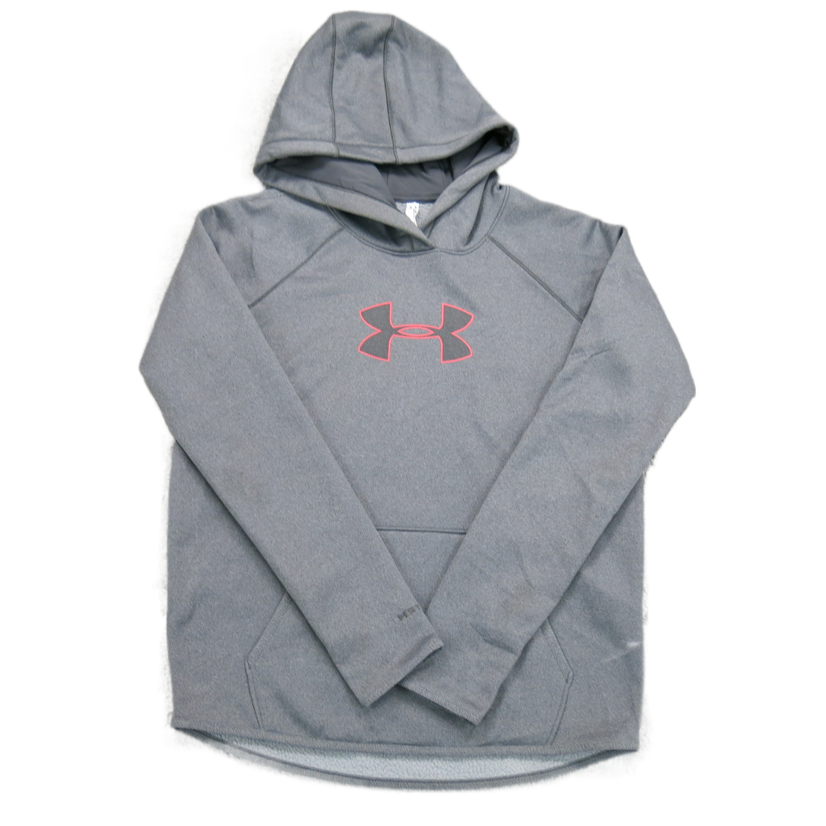 Under Armour Womens Hoodie Sweatshirt Raglan Sleeve Graphic Coldgear Gray SZ XS