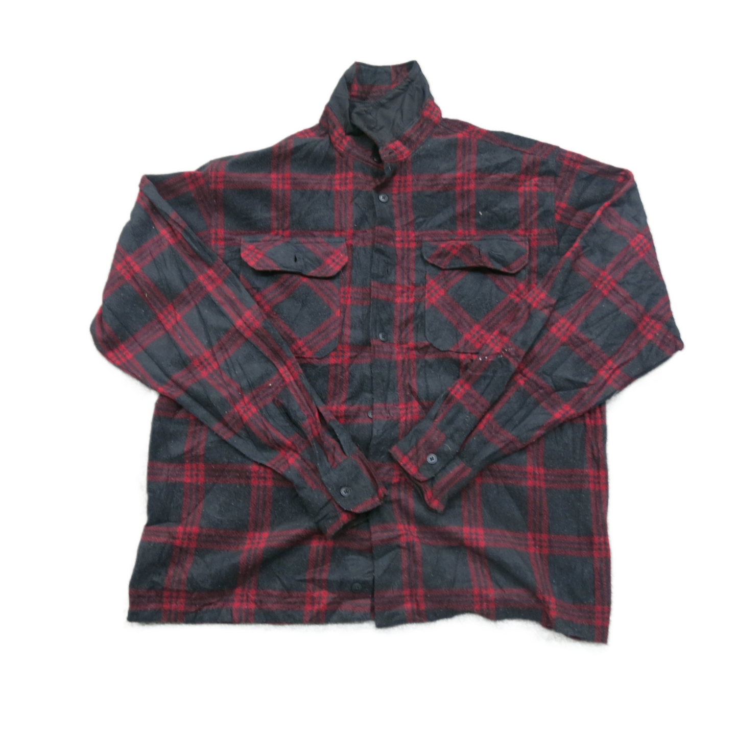 Wrangler Mens Check Button Up Shirt Long Sleeves Front Pockets Black Red Size M