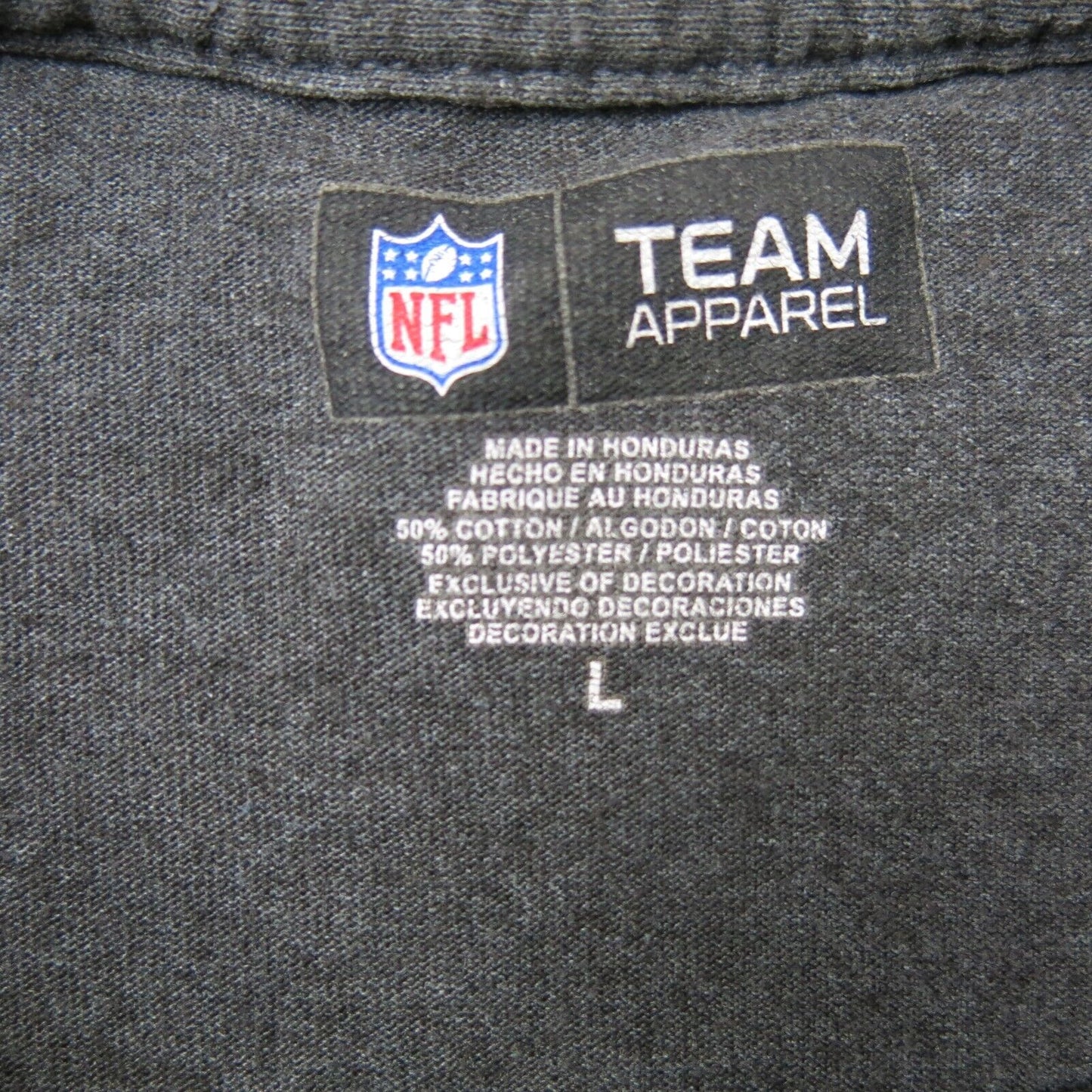 NFL Team Apparel Mens Crew Neck T Shirt Short Sleeves Graphic Tee Black Size L