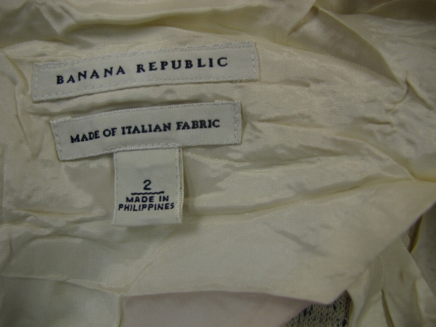 Banana Republic Womens Blazer Coat Single Breasted Long Sleeves Ivory Black SZ 2