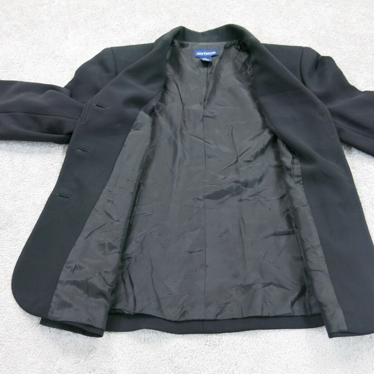 Ann Taylor Womens Blazer Coat Single Breasted Long Sleeve Pocket Black Size 4