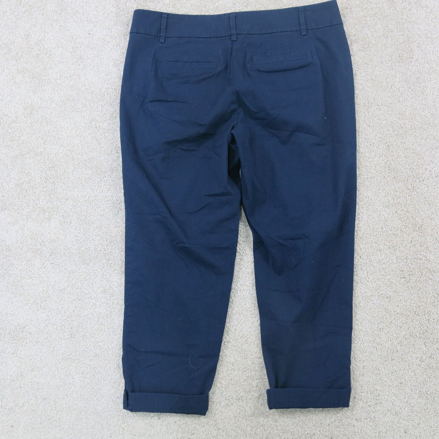 Ann Taylor Loft Womens Pant Original Crop Tapper Leg Mid Rise Pockets Blue SZ 8