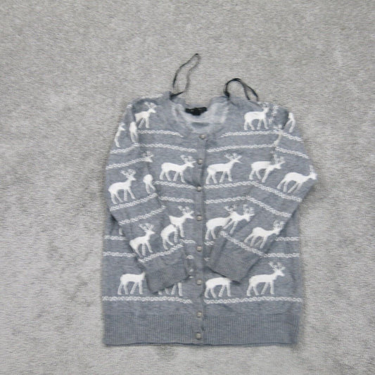 Forever 21 Womens Cardigan Sweater Front Button Long Sleeves Gray Size Medium