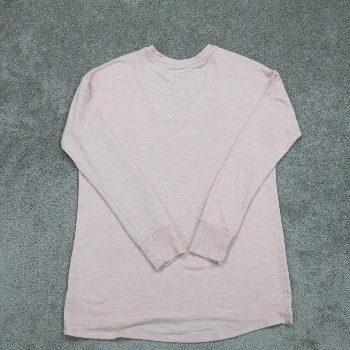 Women Pullover Sweater Knitted Long Sleeve Crew Neck Pink Size Medium