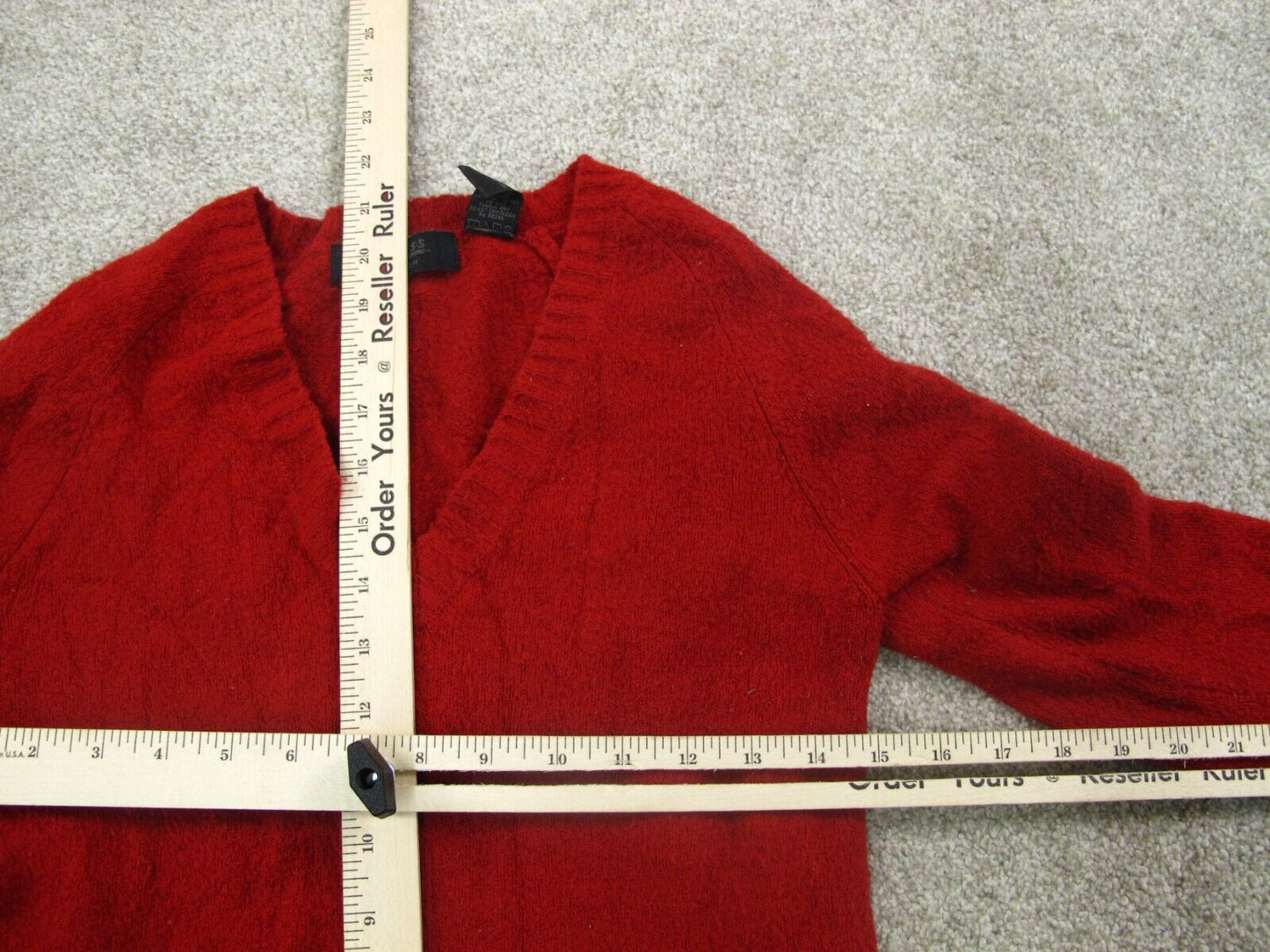 Express Womens Pullover Knitted Sweater Long Sleeves V Neck Red Size Small